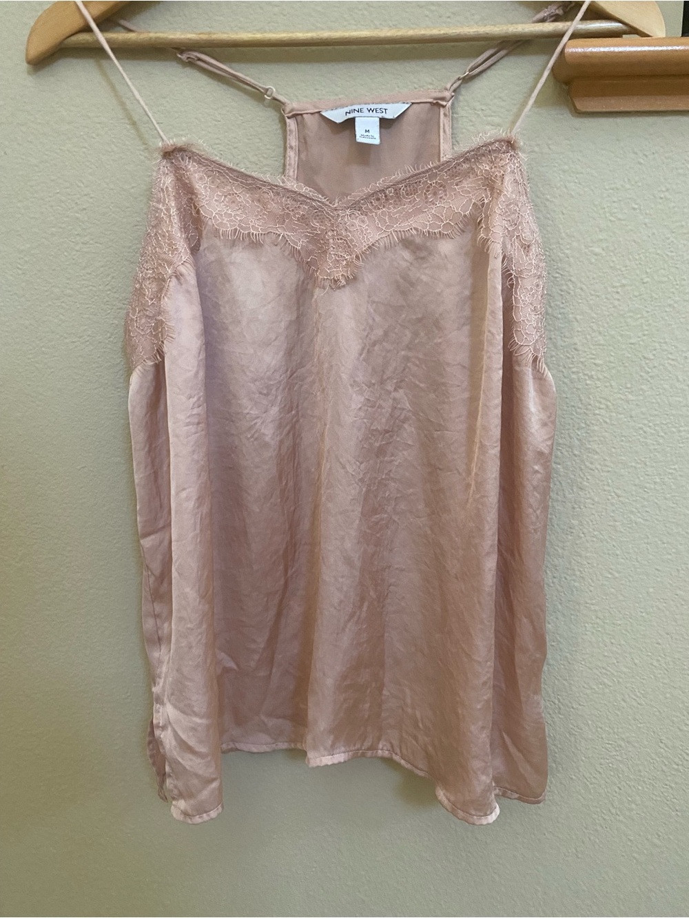 Y2K Nine West Blush Lace-Trim Satin Cami